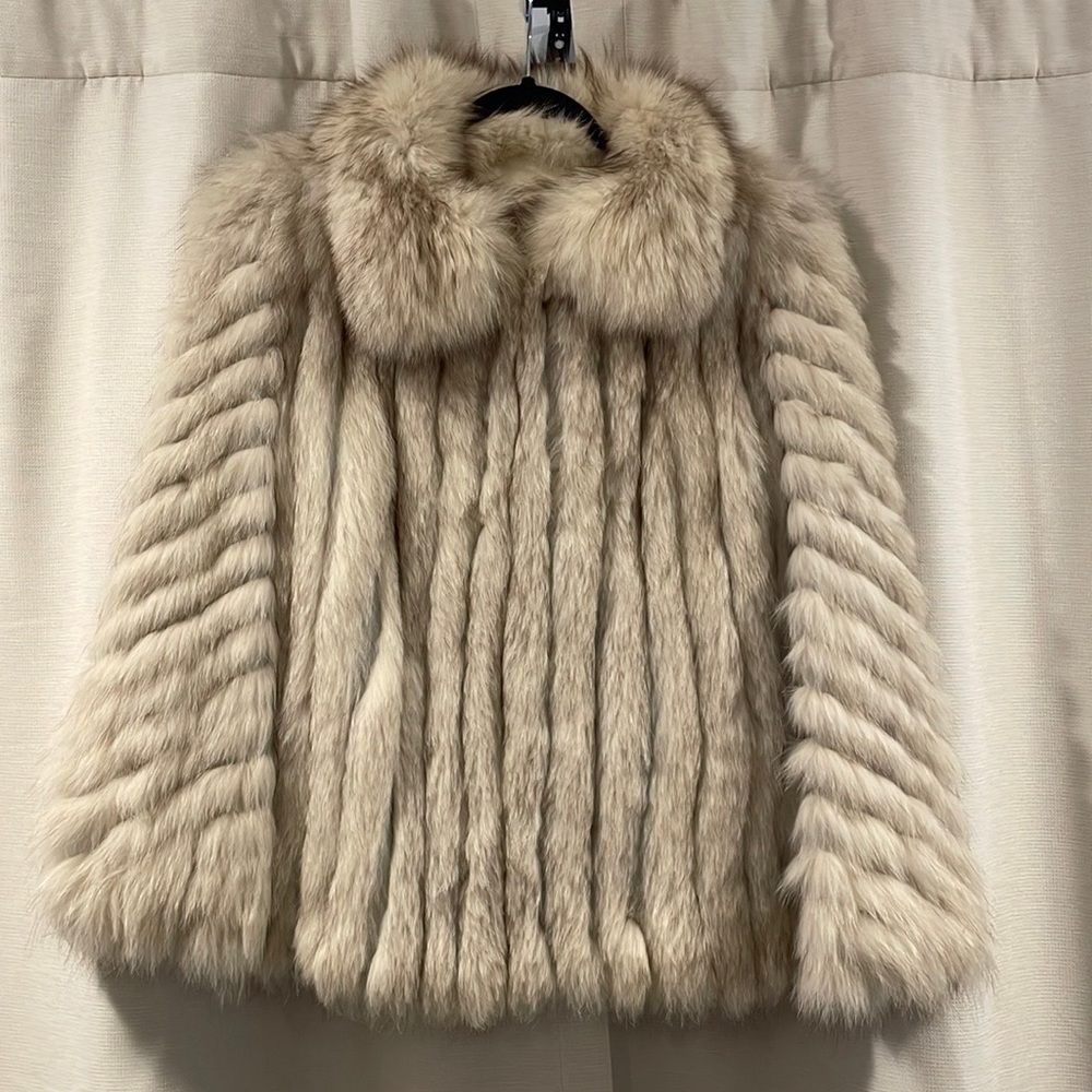 Silver fox fur coat